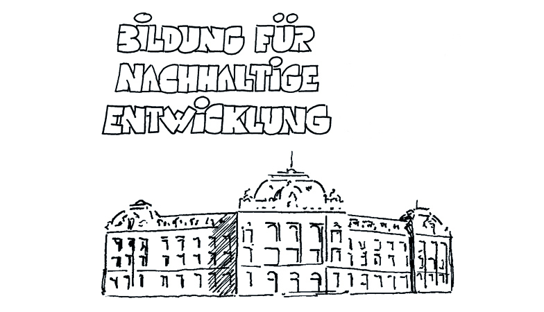 Cartoon Karl Herweg, Uni Bern Hauptgebäude